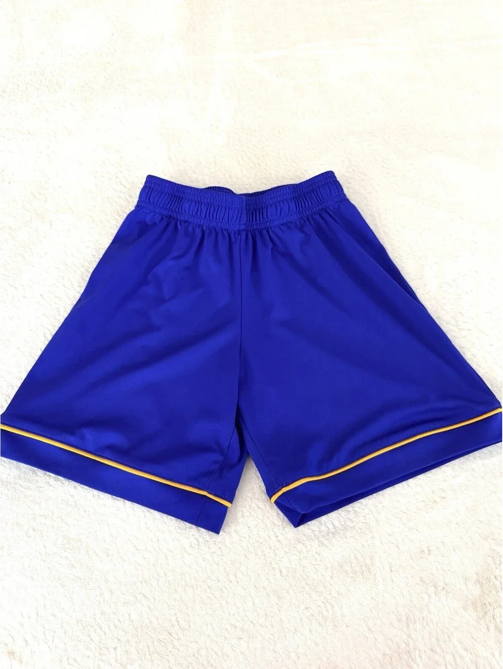 Adidas Climalite Soccer Shorts Boys Size S 140 Blue Yellow Athletic Activewear
